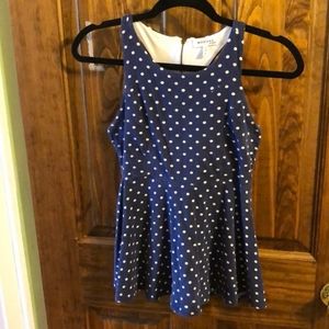 Navy Polka Dot Racerback Peplum